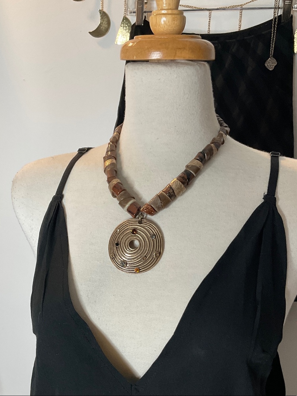 Boho Brown and Gold Statement Necklace
